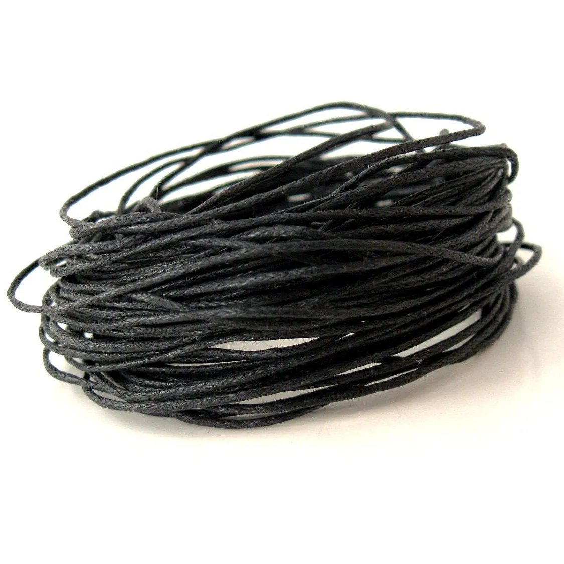 1 Black waxed cotton cord 1mm - 10 meters / 32.8 ft