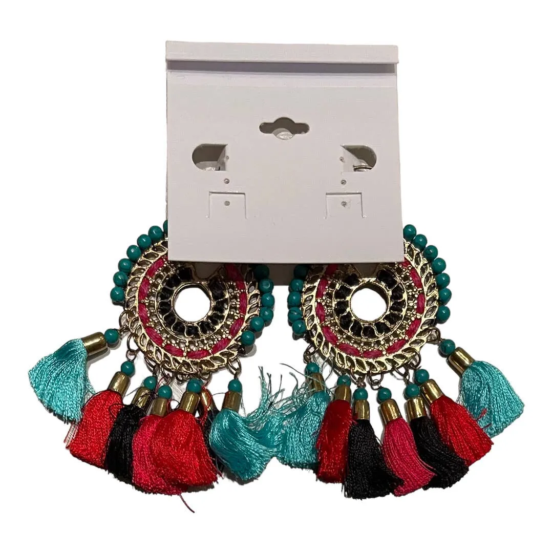 Anthropologie Jardin Tassel Beaded Bohemian Earrings New