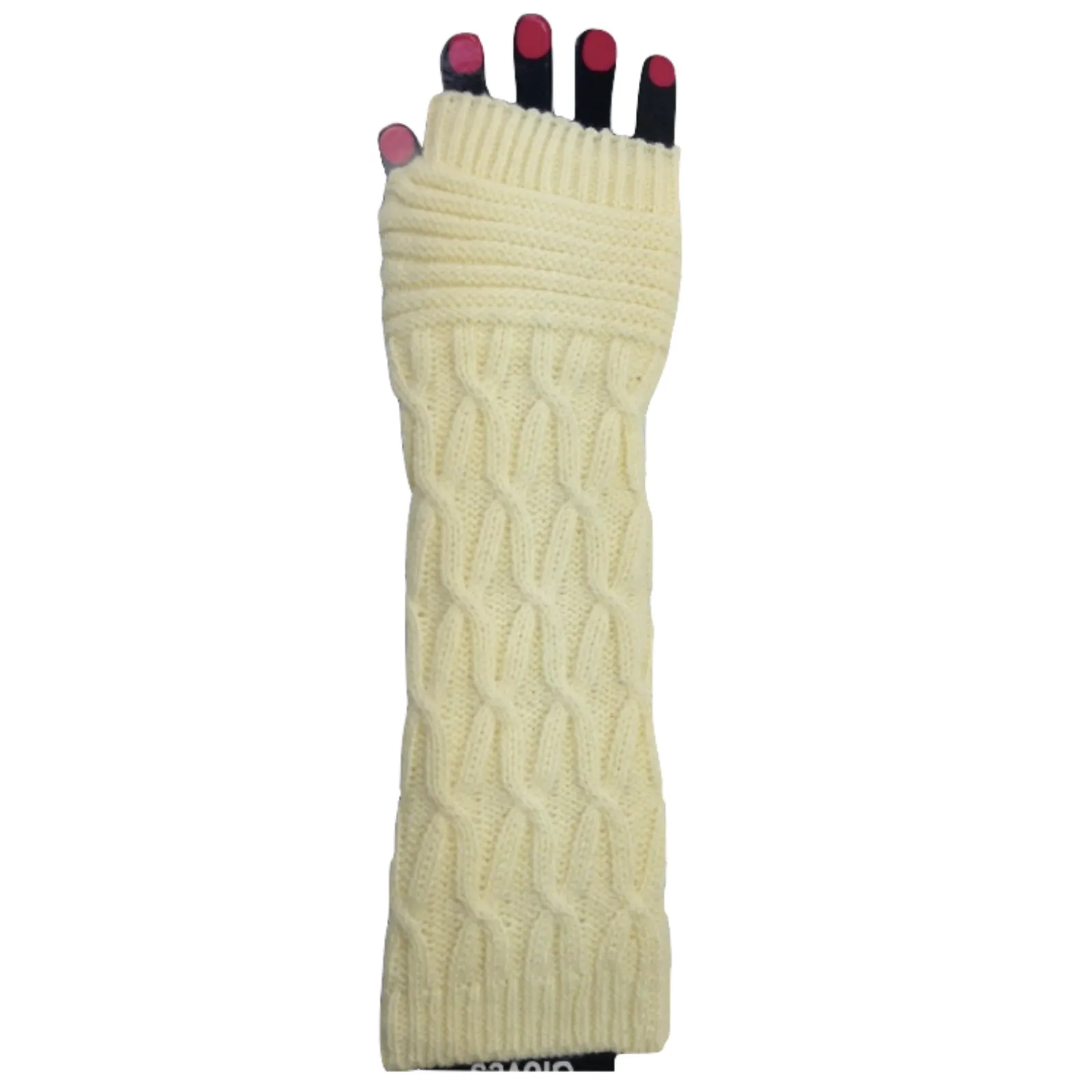 ARM WARMERS Knitted Long Fingerless Gloves Winter Mitten Cover Womens Party