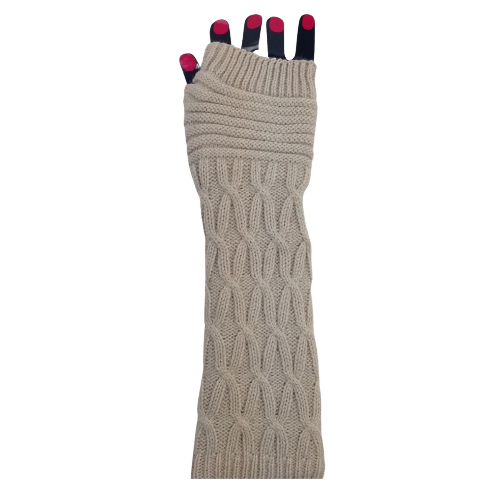 ARM WARMERS Knitted Long Fingerless Gloves Winter Mitten Cover Womens Party