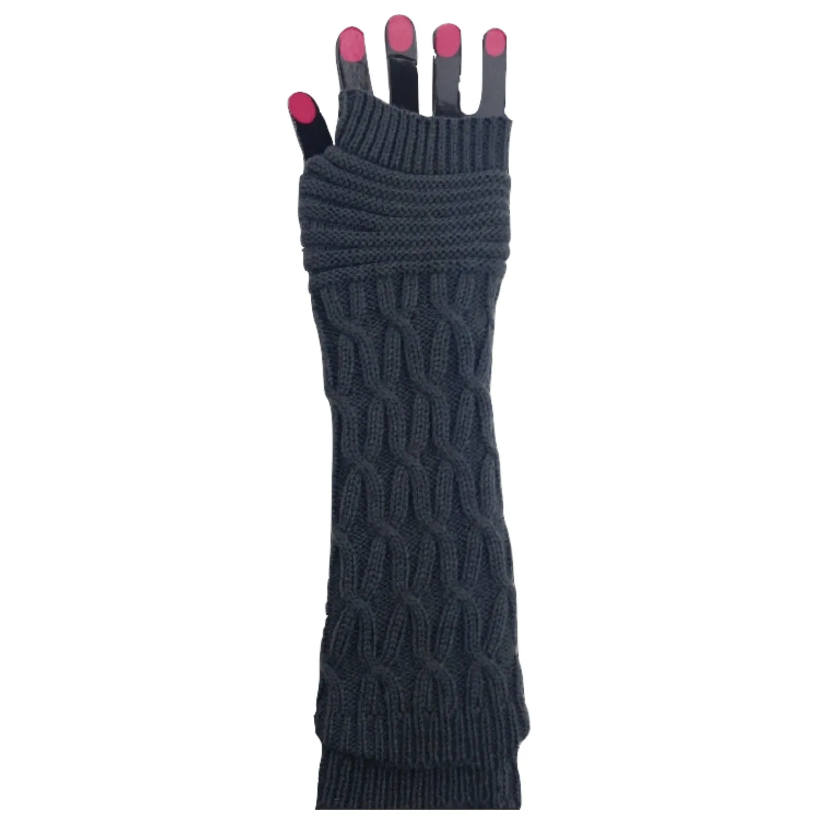 ARM WARMERS Knitted Long Fingerless Gloves Winter Mitten Cover Womens Party