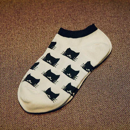 CAT Warm comfortable cotton bamboo fiber girl women's socks ankle low female invisible  color girl boy hosier 1pair=2pcs WS66