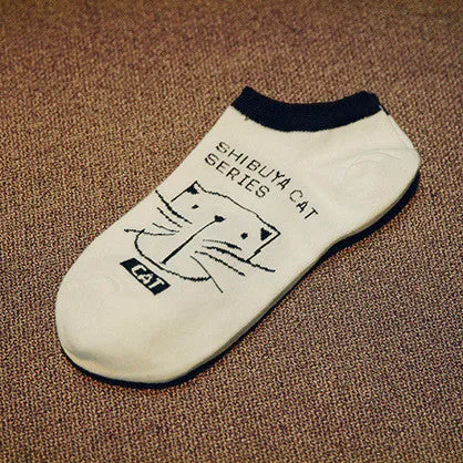 CAT Warm comfortable cotton bamboo fiber girl women's socks ankle low female invisible  color girl boy hosier 1pair=2pcs WS66