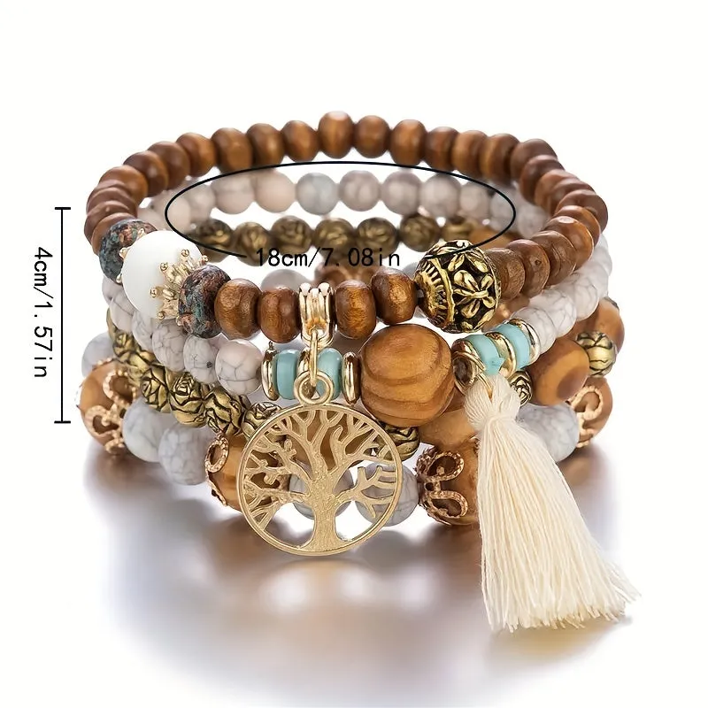 Creative Bohemian Layered Beaded Stretchable Bracelet for Men | Vibrant Color