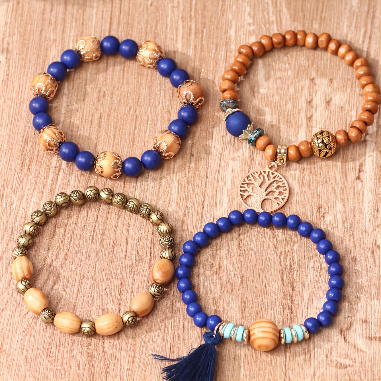 Creative Bohemian Layered Beaded Stretchable Bracelet for Men | Vibrant Color