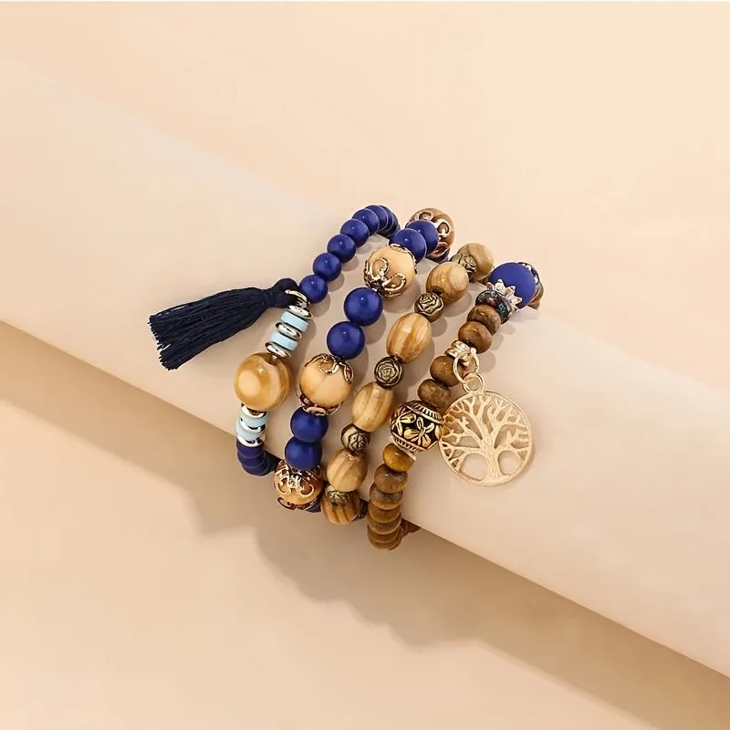 Creative Bohemian Layered Beaded Stretchable Bracelet for Men | Vibrant Color
