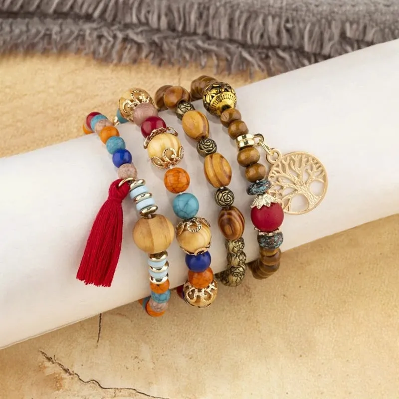 Creative Bohemian Layered Beaded Stretchable Bracelet for Men | Vibrant Color