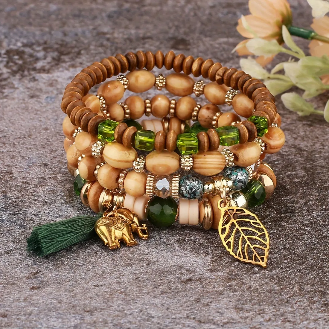 Creative Bohemian Layered Beaded Stretchable Bracelet for Men | Vibrant Color