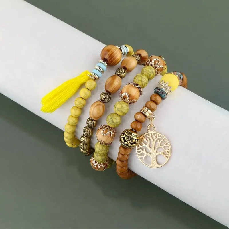 Creative Bohemian Layered Beaded Stretchable Bracelet for Men | Vibrant Color