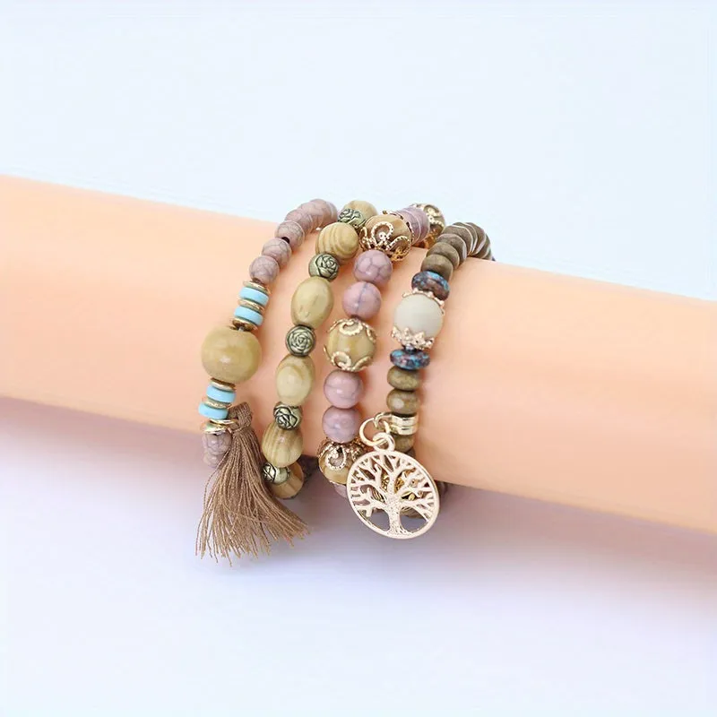 Creative Bohemian Layered Beaded Stretchable Bracelet for Men | Vibrant Color