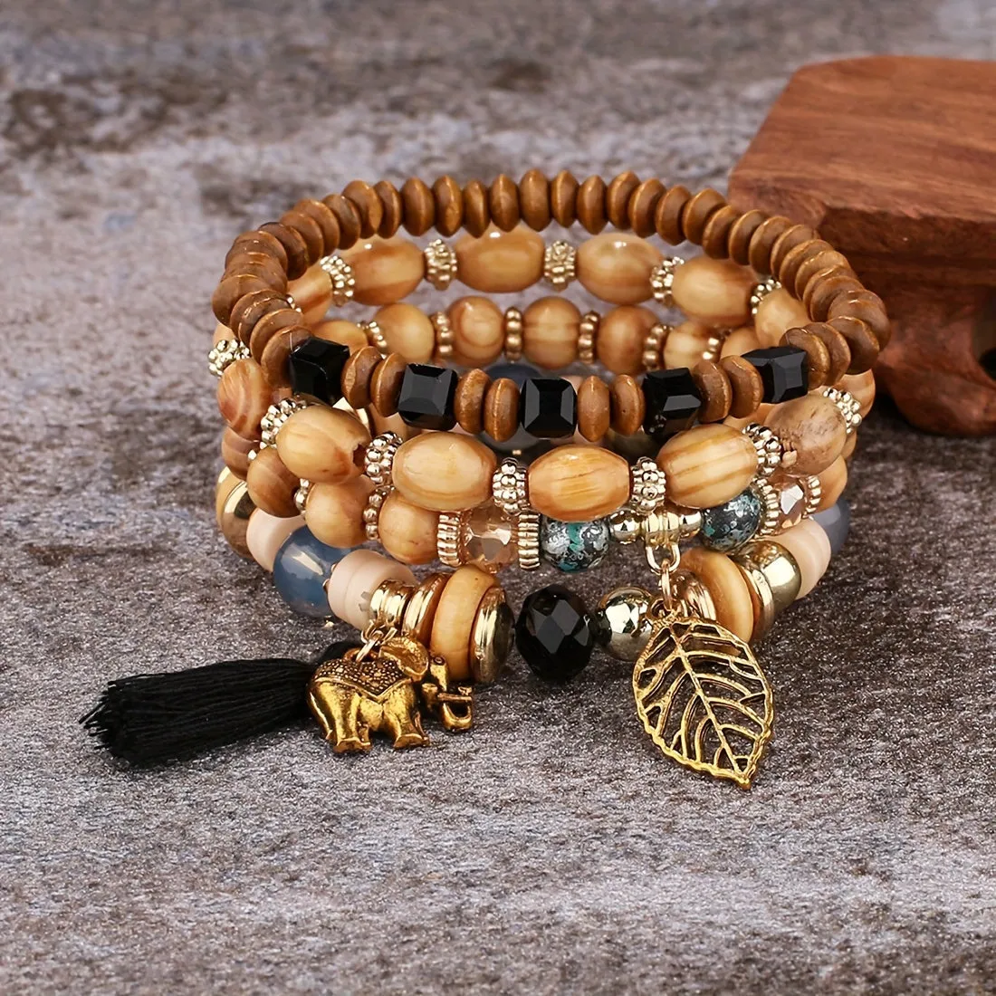 Creative Bohemian Layered Beaded Stretchable Bracelet for Men | Vibrant Color