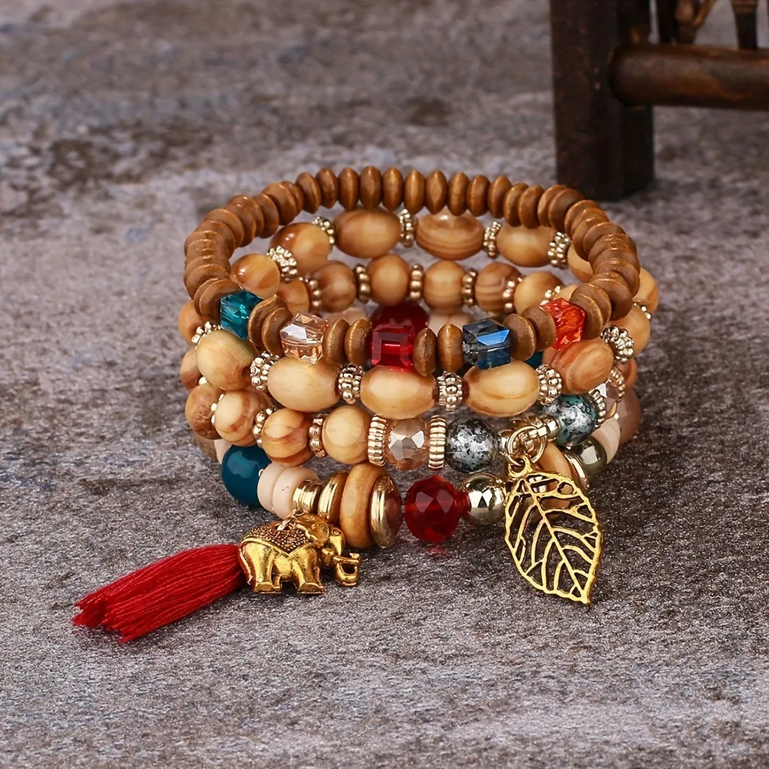 Creative Bohemian Layered Beaded Stretchable Bracelet for Men | Vibrant Color