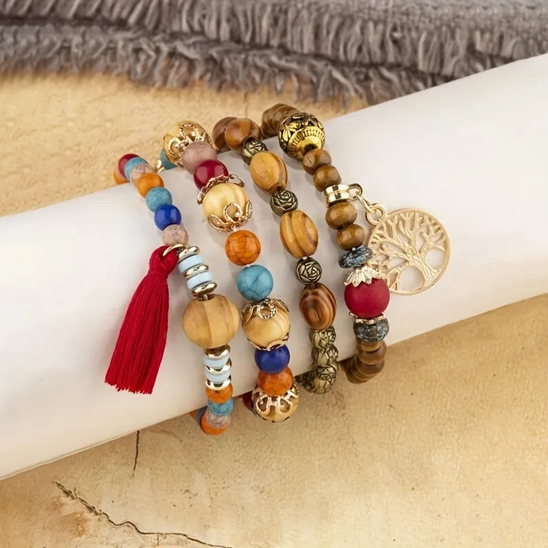 Creative Bohemian Layered Beaded Stretchable Bracelet for Men | Vibrant Color