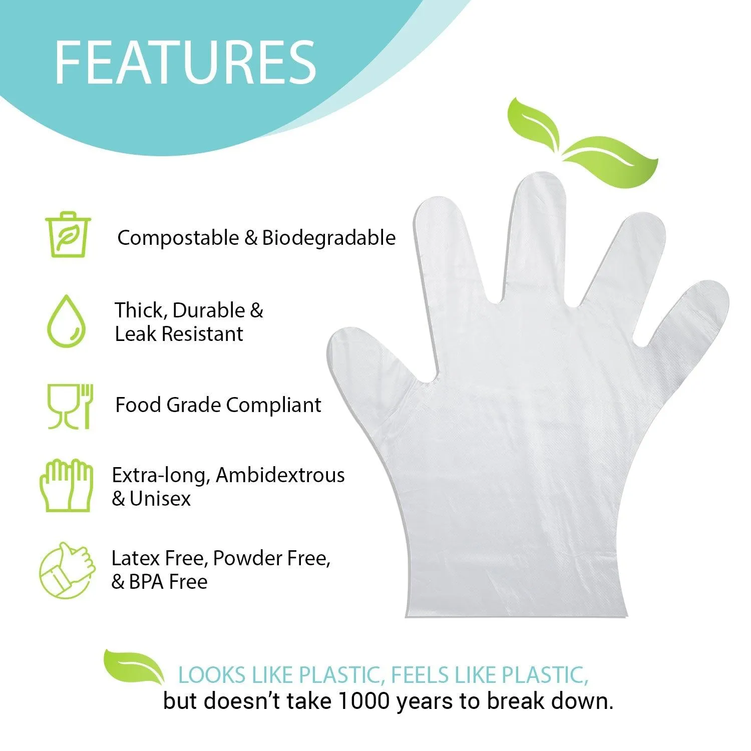 Eco Gloves Disposable Eco-Friendly Compostable Gloves (Case of 24 Boxes)