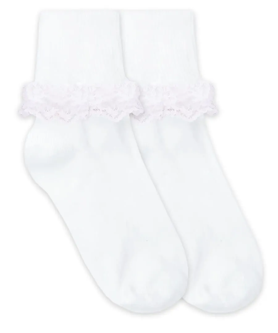 Jefferies Socks Girls White Double Row Lace Socks