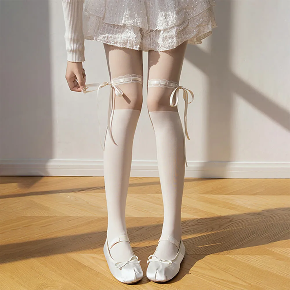Lolita Ribbon Tie Spliced stockings