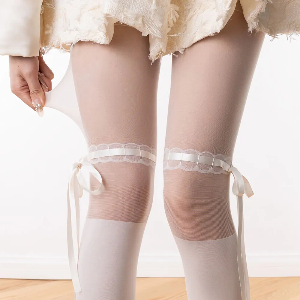 Lolita Ribbon Tie Spliced stockings
