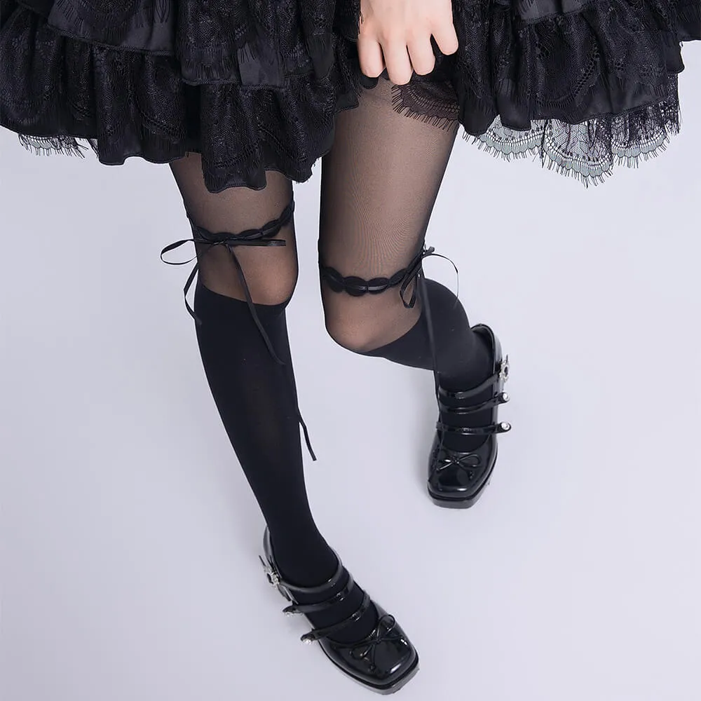 Lolita Ribbon Tie Spliced stockings