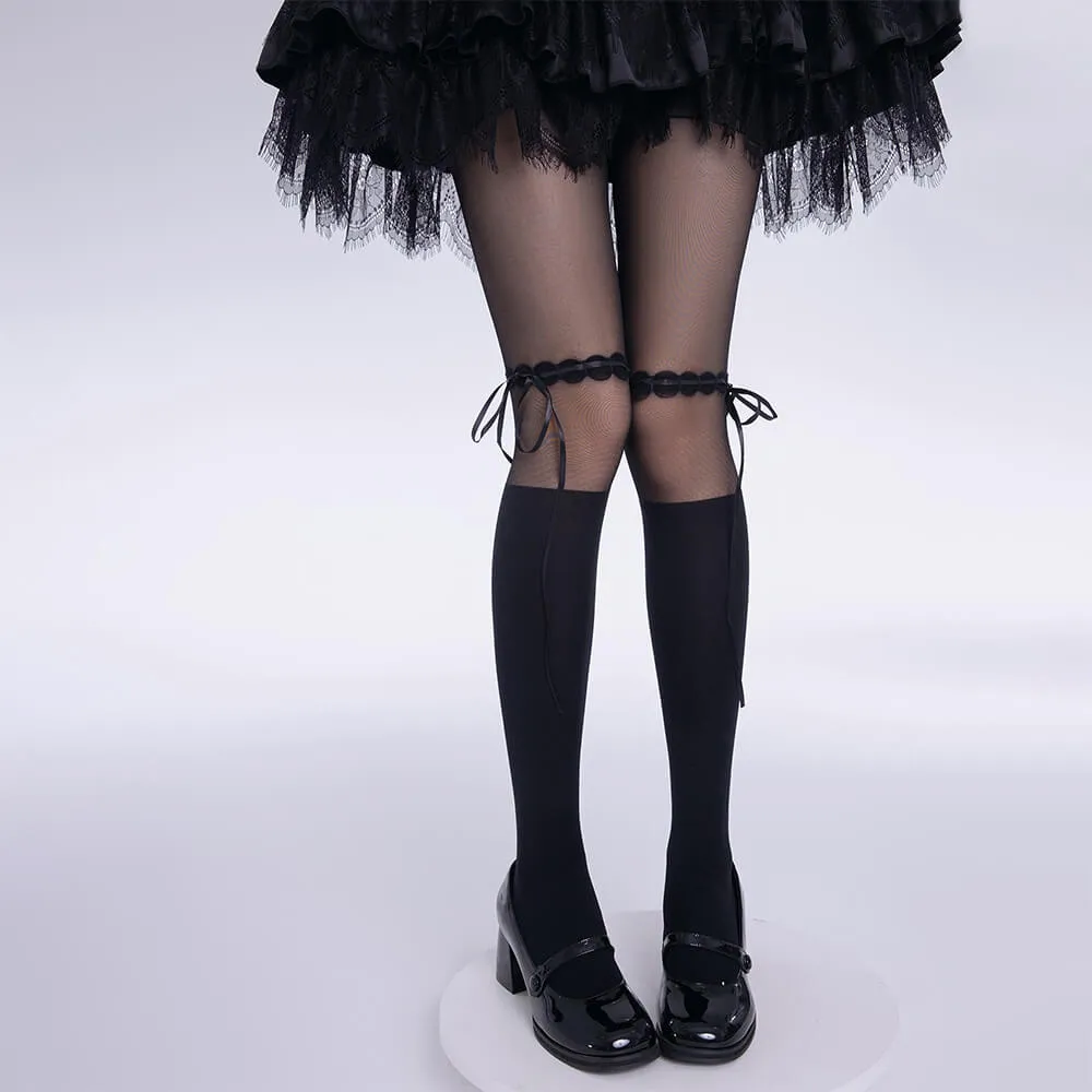 Lolita Ribbon Tie Spliced stockings