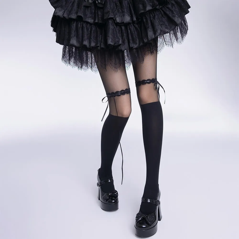 Lolita Ribbon Tie Spliced stockings