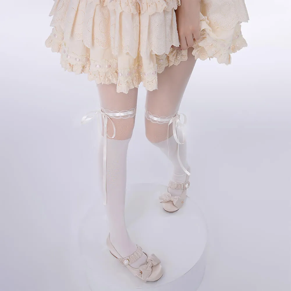 Lolita Ribbon Tie Spliced stockings