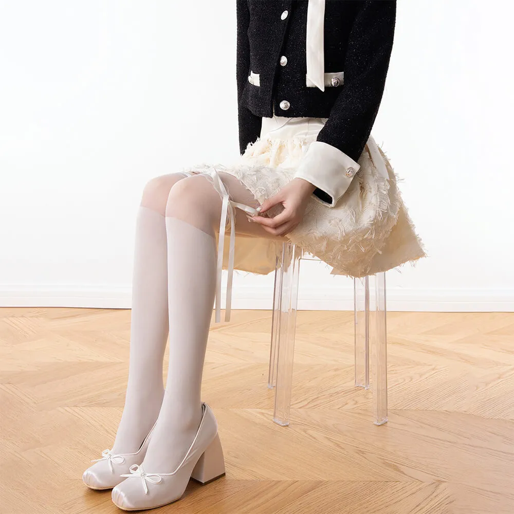Lolita Ribbon Tie Spliced stockings