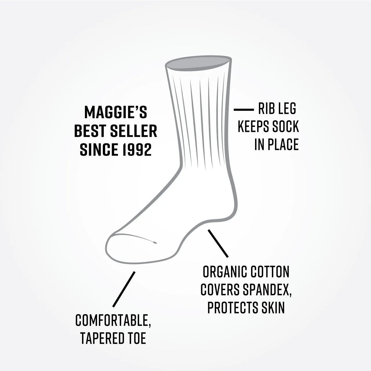 Maggie's Organics - Organic Cotton Crew Socks - White