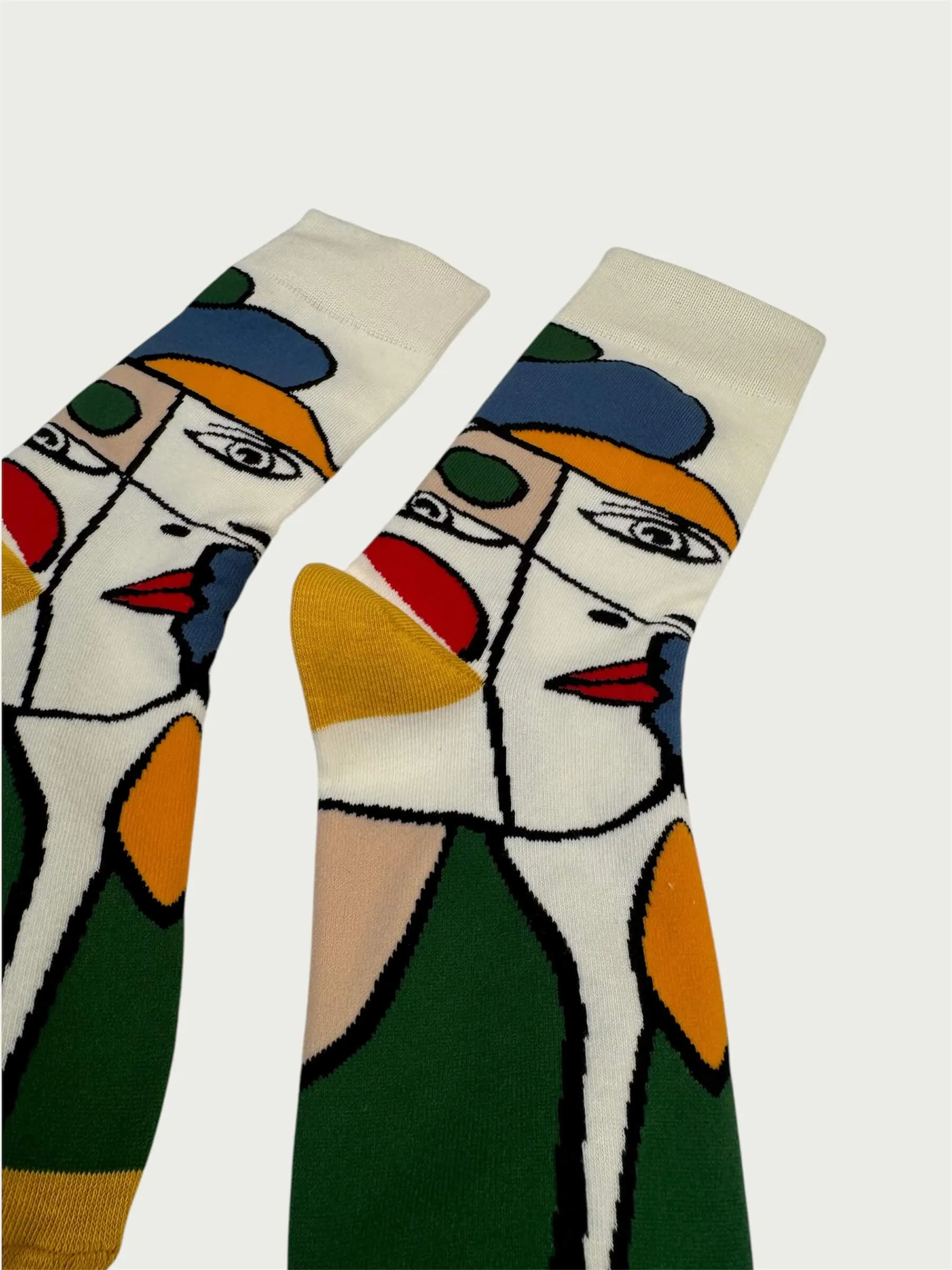 Painted Portrait Sock, white