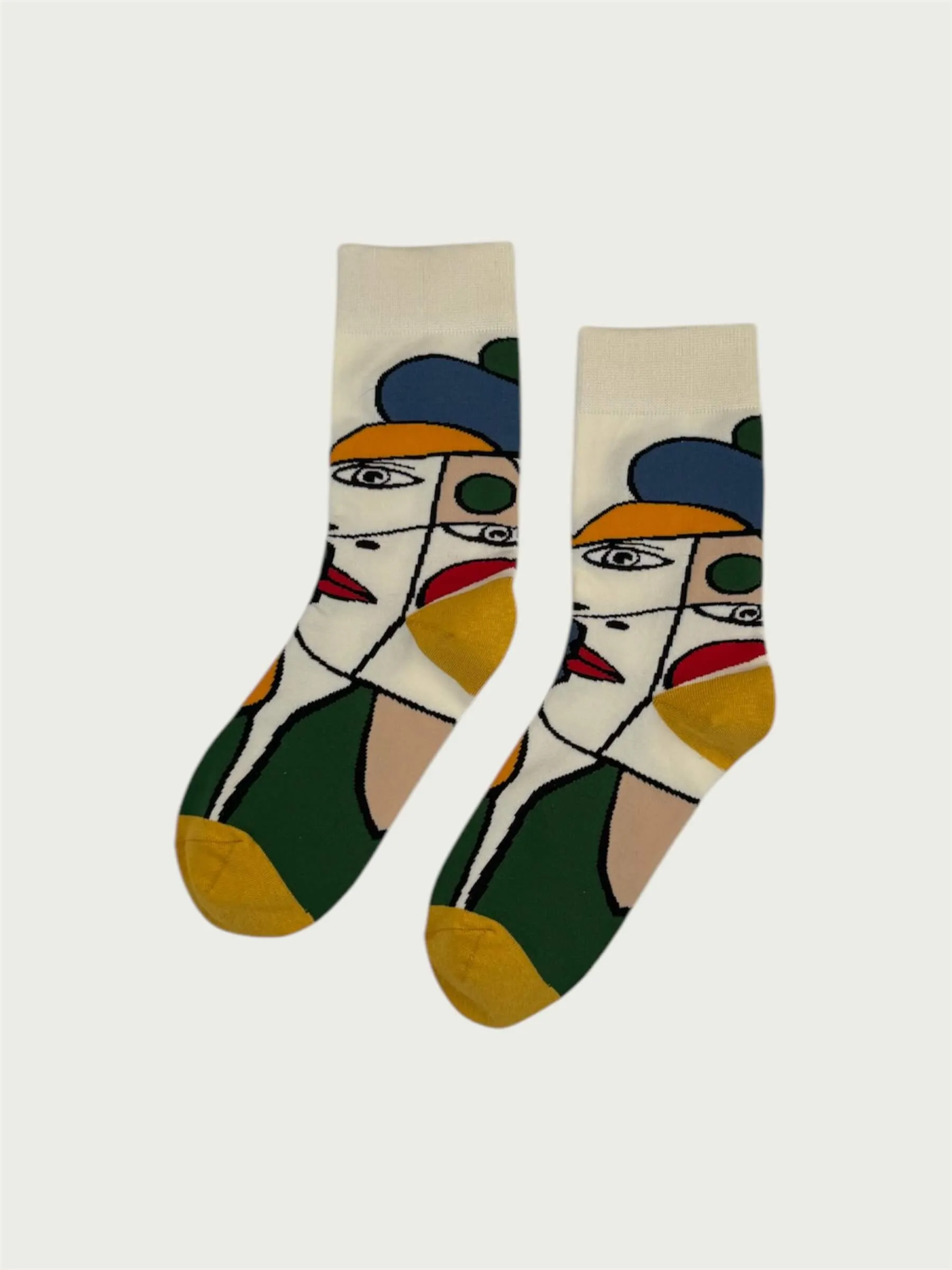 Painted Portrait Sock, white