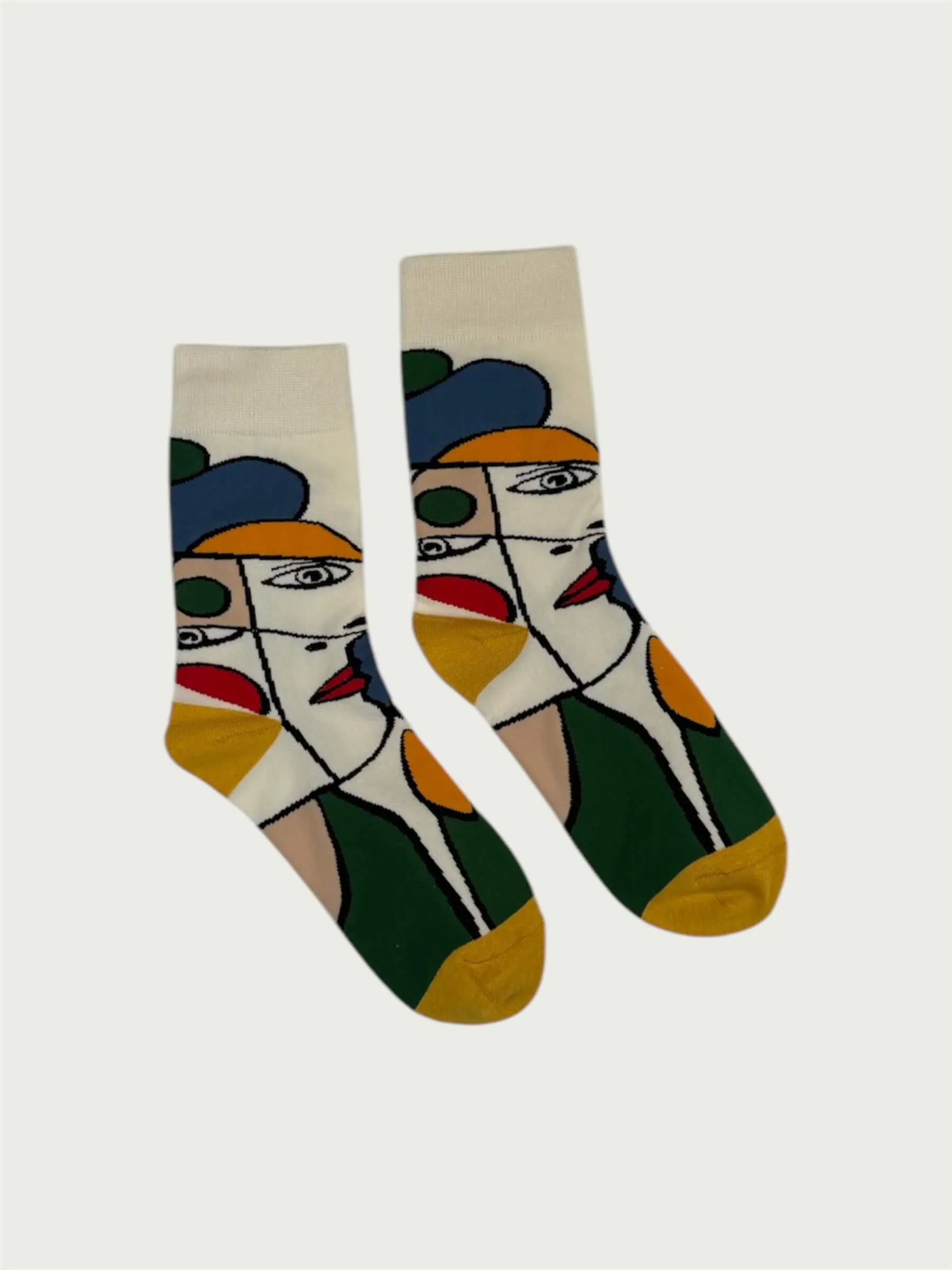 Painted Portrait Sock, white