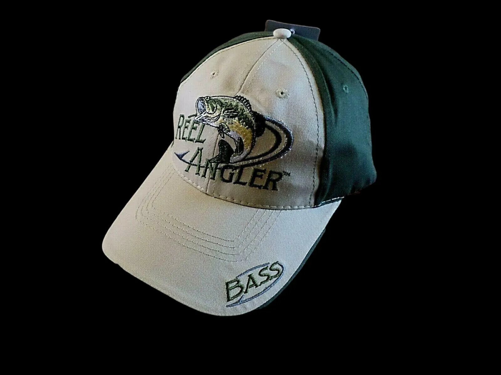 REEL ANGLER BASS FISHER 6 PANEL CAP EMBROIDERED FISHING HAT