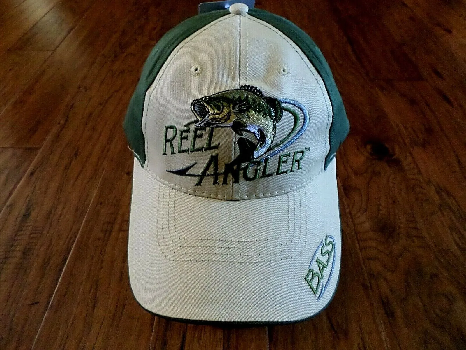 REEL ANGLER BASS FISHER 6 PANEL CAP EMBROIDERED FISHING HAT