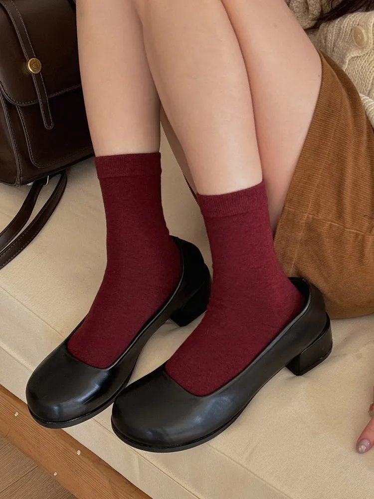 White/Light Grey/Dark Grey/Dark Red/Black Cotton Calf Socks