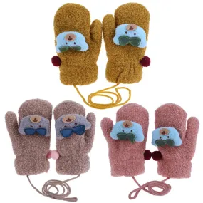 Winter Children Gloves Warm Cotton Soft Baby Bear Gloves Cotton Kids Full Finger Handschoenen Thicken Girl Knitted Mittens
