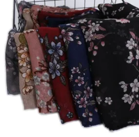 Women Floral Print Viscose Scarf Shawls   396780