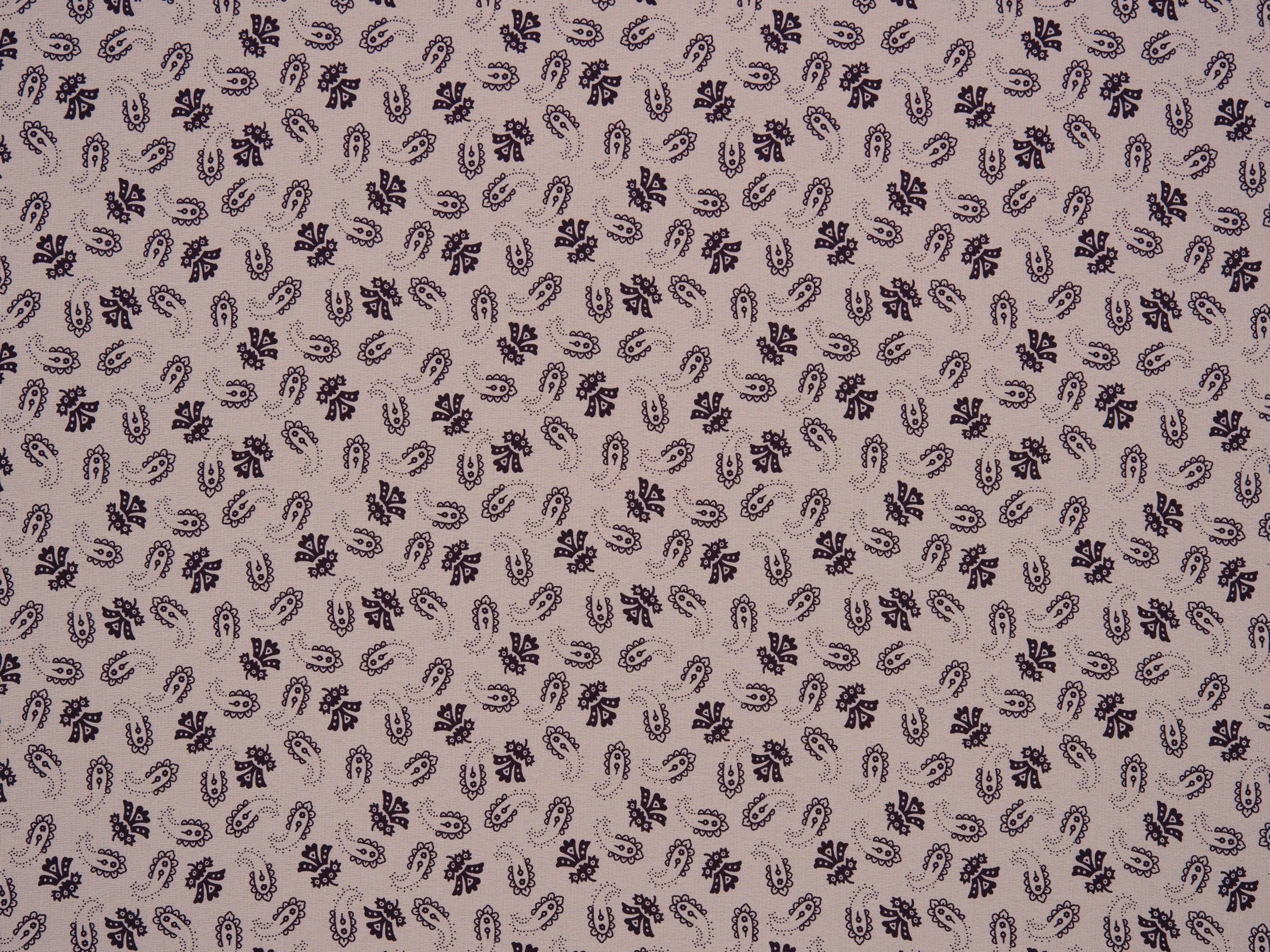 Woolpeach  fabric by the yard - Blue paisleys on coral - western boho print