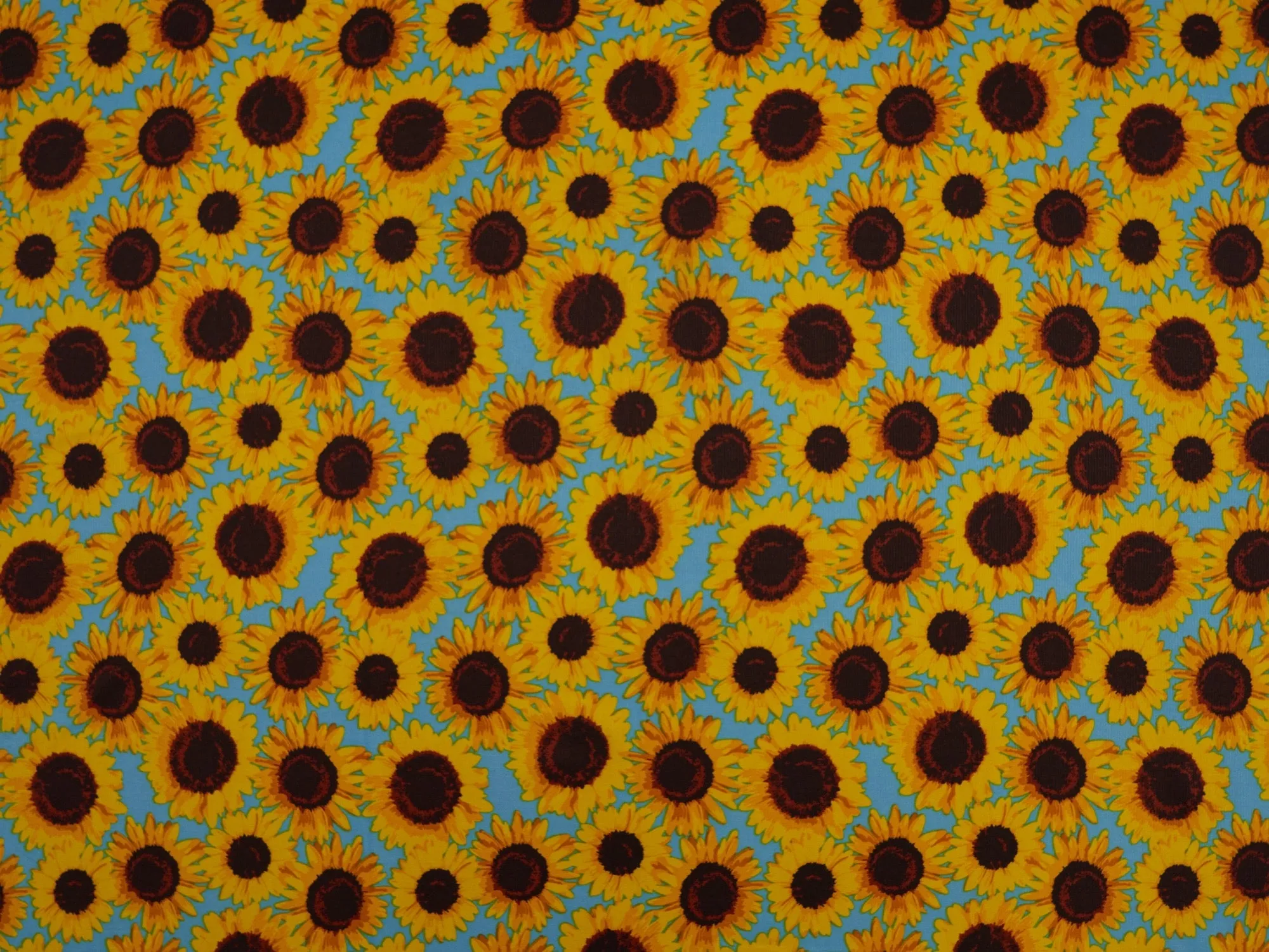 Woolpeach Floral fabric by the yard - Teal yellow sunflowers