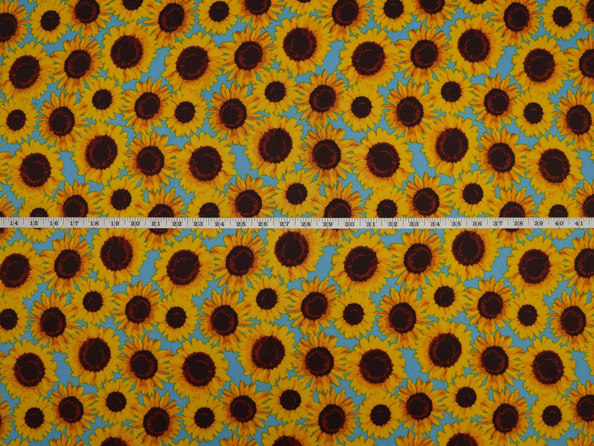 Woolpeach Floral fabric by the yard - Teal yellow sunflowers